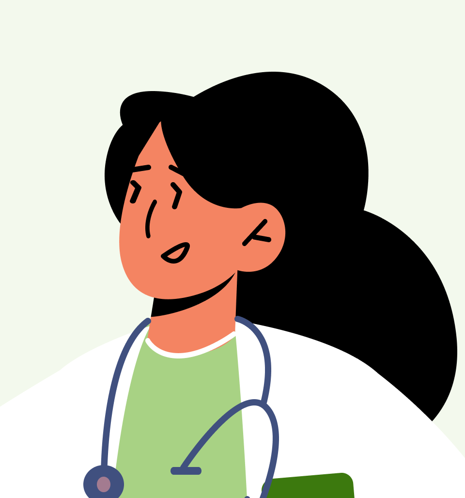 Ilustracja lekarza w białym kitlu ze stetoskopem – kobieta lekarz w stylu wektorowym