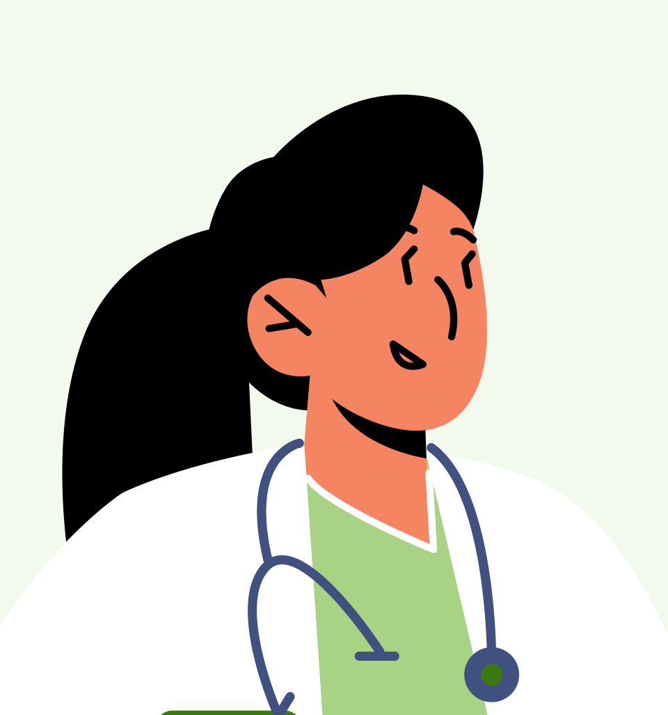 Ilustracja lekarza w białym kitlu ze stetoskopem – kobieta lekarz w stylu wektorowym